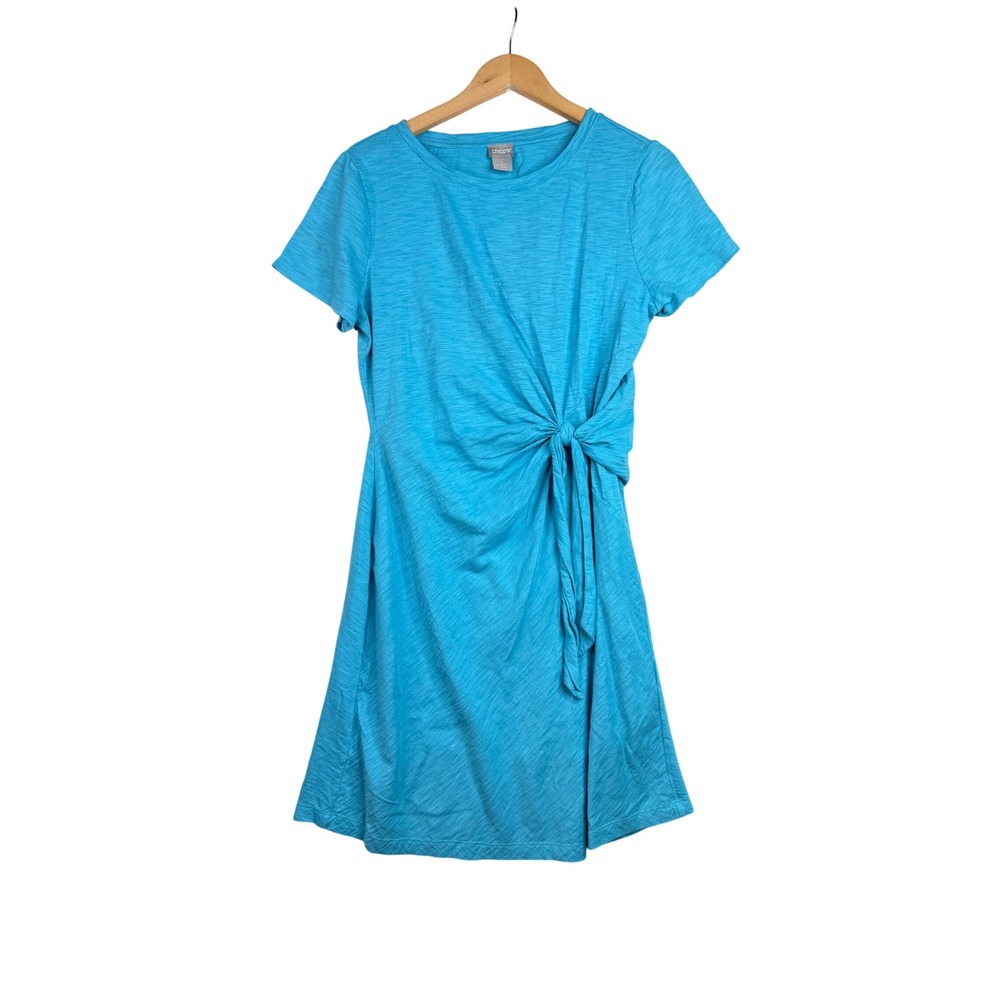 Chico's Cinched Waist Shirt Dress size Medium (8/10) Blue